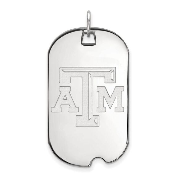 Sterling Silver Texas A&M U. Large Dog Tag Pendant